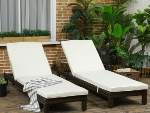 Set de 2 sezlonguri din Ratan PE cu Perna Capitonata, sezlong pentru Gradina cu Spatar Rabatabil pe 5 Niveluri