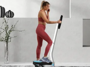 Stepper cu Mâner și Monitor LCD, Stepper pentru Fitness Acasă cu Pedale Antiderapante, 55x44x108 cm, Alb
