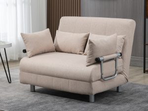 Canapea Extensibila 2 Locuri – Otel & Material, 4 Perne Crem
