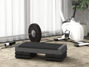 Stepper Fitness Reglabil la 10,5/15,5/20,5 cm cu Suprafață Antiderapantă și Capacitate de 250 kg, Gri