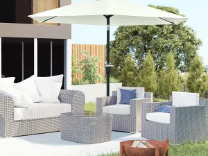 Umbrela de Gradina Reglabila cu manivela din otel , Alb , 230cm
