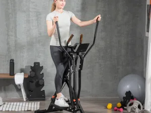 Bicicleta Eliptica – 4 Nivele, LCD & Roti, Antrenament Acasa