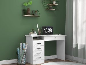 Birou Modern 140 cm cu 5 Sertare si Sertar Incuiabil