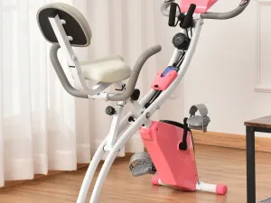 Bicicleta Fitness Pliabila 2-in-1 – Rezistenta Reglabila & Elastice Brate , Roz
