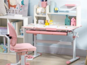 Set Birou & Scaun Copii – Reglabil, Cu Raft pentru Studiu