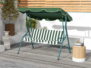 Balansoar cu 3 Locuri cu Acoperis Reglabil si Perne Tapitate, Leagan de Gradina din Otel si Poliester, 170x110x153 cm