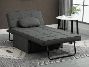 Taburet Pat Individual 3 în 1 cu Spătar Reglabil pe 5 Nivele și Pernă Suplimentară, 95x179x78 cm, Gri
