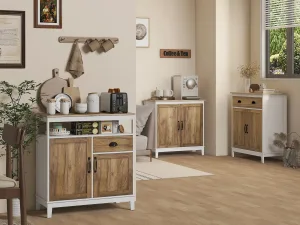 Dulap Multifunctional din PAL cu Dulap si Sertar in Stil Rustic, 78.5x39x89.4cm, Alb