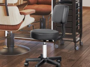 Scaun rotativ, piele sintetica, 35x42-54cm, Negru