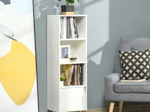 Biblioteca Alba – 40×30×129,5 cm cu Rafturi & Dulapior