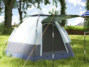 Cort de Camping pentru 2 Persoane cu Deschidere Automată și Accesorii Incluse, 2.6x2.6x1.5 m, Gri