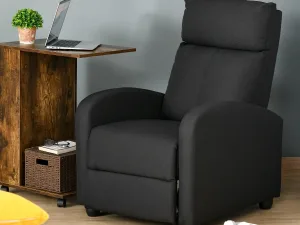 Fotoliu Relax – Negru, In, Rabatabil cu Taburet Inclus