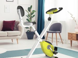 Cyclette Magnetica Pliabila, cu Inaltime si Intensitate Reglabile, Ecran LCD, Galbena