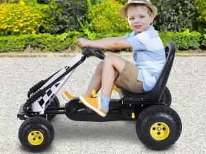 Go Kart Copii – Pedale, Design Negru & Galben