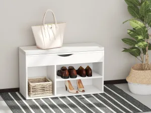 Banca Pantofi Alba 80×30×47 cm – Cu Sertar & sezut Rabatabil