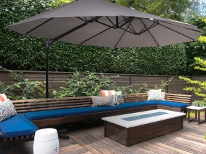 Umbrela Dubla din Poliester Anti-UV Impermeabila Gri 270x460x250cm
