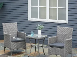 Set Masuta si Scaune de Gradina, Sufragerie de Exterior din Ratan, Gri