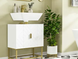 Masca Chiuveta cu Dulap – 2 Usi, Lemn & Otel 60×30×65 cm