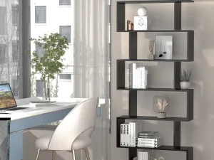 Bibliotecă din Lemn, Design Modern cu 6 Rafturi, 80x23x192 cm, Negru