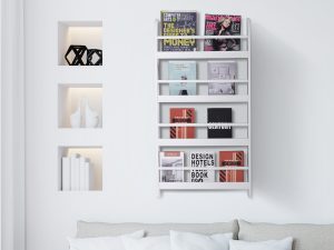 Etajera Perete – Biblioteca 4 Rafturi Lemn , Alb