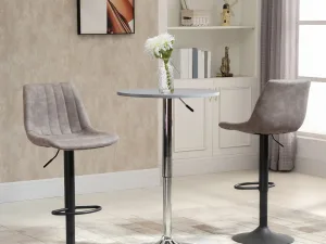 Set de 2 scaune de bar in stil industrial cu spatar din microfibra, suport pentru picioare si inaltime reglabila gri