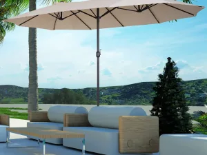 Umbrela de Gradina Impermeabila si Anti-UV Bej, 460x270x240cm
