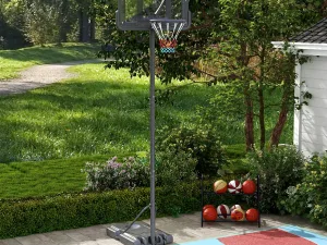 Coș de Baschet Reglabil pentru Grădină și Piscină cu Bază Umplibilă, 110x75x195-370 cm, Negru