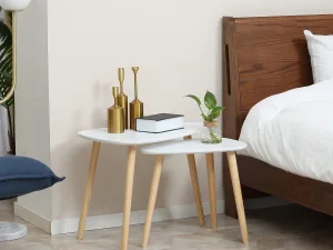 Set de 2 masute laterale moderne, mese cuib triunghiulare, noptiere, masuta de cafea