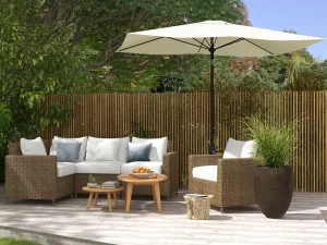 Umbrela de Gradina Dreptunghiulara UV 50 cu Deschidere cu Manivela si inclinare Reglabila, 200x300 cm, Bej
