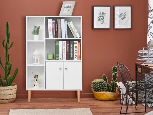 Biblioteca Alba 80×23,5×118 cm – Lemn cu Picioare din Pin