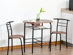Set de Pranz 3 Piese Masa cu 2 Scaune Maro Lemn si Negru