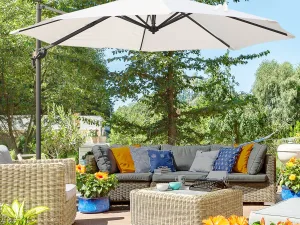 Umbrela de Gradina , Unghi Reglabil 360 ° Rotativa in Poliester, Alb Crem, Φ294x248cm