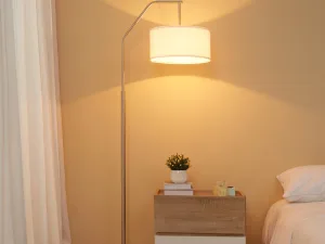Lampă de podea modernă din oțel cu abajur din material textil, 65x33x158cm – Alb