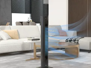Ventilator turn 45W cu 4 moduri și 3 viteze, timer de 12h, din ABS, Ø31.5x93 cm, Negru